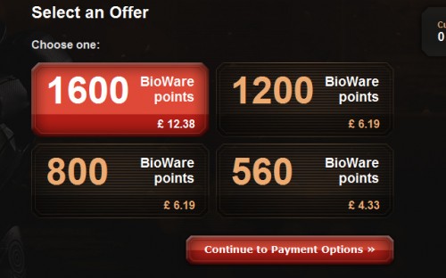 March 2012 - 1200 Bioware Points for the price of 800