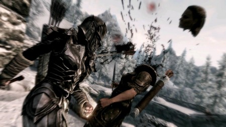 Skyrim's skill tree offers a perk that will increase the chance of decapitating your enemy upon their death.